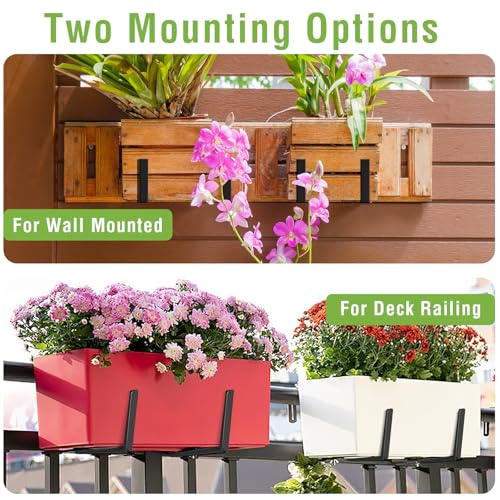 Window Box Brackets, Adjustable Hanging Railing Planter Box Brackets - size: 4 Pack