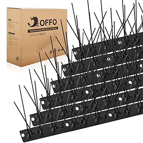 OFFO Black Bird Spikes Pre-Assembled for Pigeons Birds, Cover 48.7 Feet Durable Bird Spikes with Stainless Steel for Fence Roof Mailbox Window - color: Matte Black, size: 48.7 feet