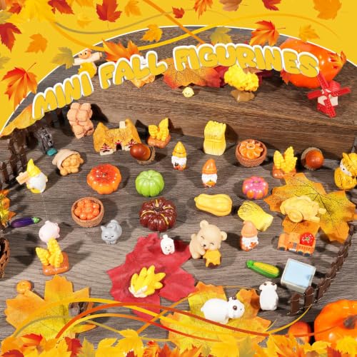 Exasinine 46 Pcs Thanksgiving Mini Resin Figurines Fall Farm Set