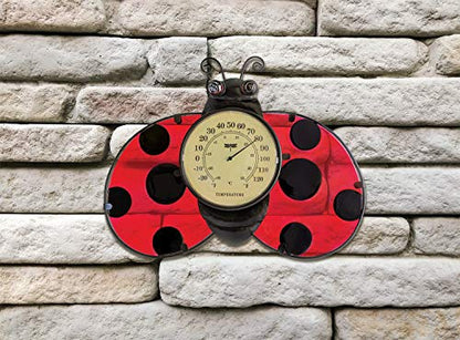 Poolmaster 54578 Ladybug Wall Décor and Thermometer for Home or Garden, Red - style: Ladybug