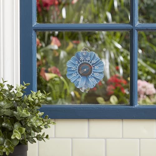 Taylor Silicone Suction Cup Thermometer - Blue Daisy Design - color: Blue