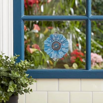 Taylor Silicone Suction Cup Thermometer - Blue Daisy Design - color: Blue