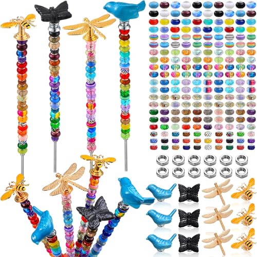 Tigeen 236 Pcs Garden Stake DIY Fairy Wand Plant Stake, Dragonfly Bird Bee - style: Dragonfly Bird Bee