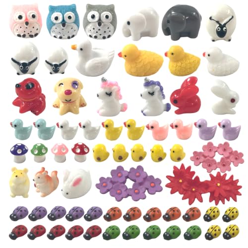 EMiEN 74 Pieces Mini Animals Miniature Ornament Kits,Tiny Animals Figurines - color: Multicolor