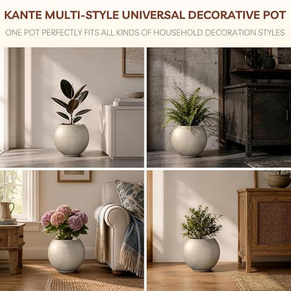 Kante Small Round Sphere Weathered Concrete Planter 11" Dia, Outdoor - color: Weathered Concrete, size: 11"w x 9.4"h