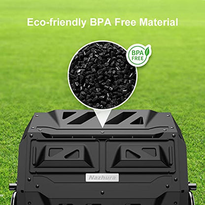 Compost Tumbler Bin Composter Dual Chamber 43 Gallon (Bundled with Pearson's Gardening Gloves) - color: Black