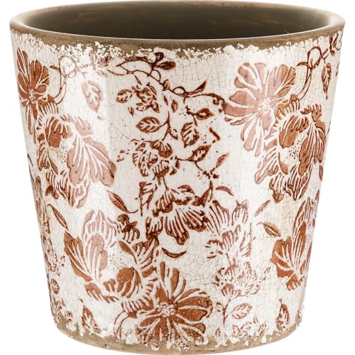 Beeveer Farmhouse Ceramic Planter 5.5 Inch Large Plants Pot Crack Beige Brown Flowers Plant Pots with Drainage Hole Indoor Plants Kitchen Rustic Antique Decor Gift - color: Brown & Beige