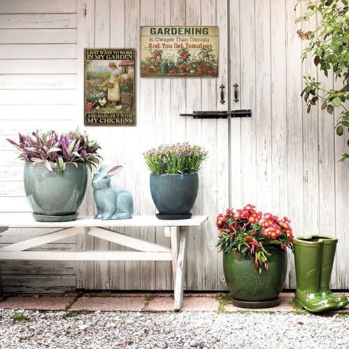 12x8″ Gardening Sign, Funny Garden Decor, Cheaper Than Therapy, 2685 - style: Therapy & Get Tomatoes