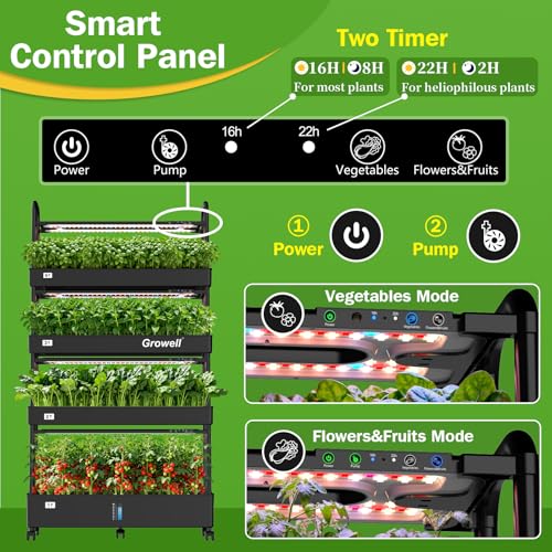Growell 120 Pods Large Hydroponics Growing System Kit, Indoor Hreb Garden - color: Black, size: 36" - 4 Tier (120 Pods)