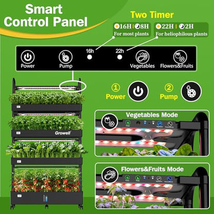 Growell 120 Pods Large Hydroponics Growing System Kit, Indoor Hreb Garden - color: Black, size: 36" - 4 Tier (120 Pods)