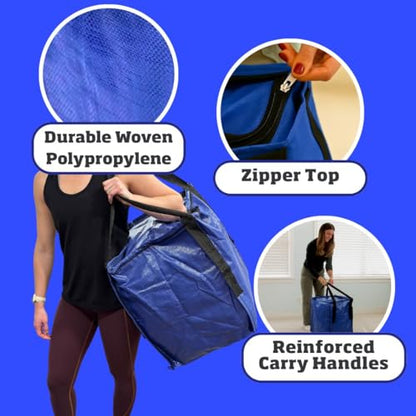 DURASACK 22-Gallon Zipper Top Heavy Duty Storage Tote Bags, Single, Blue - color: Blue, size: Medium