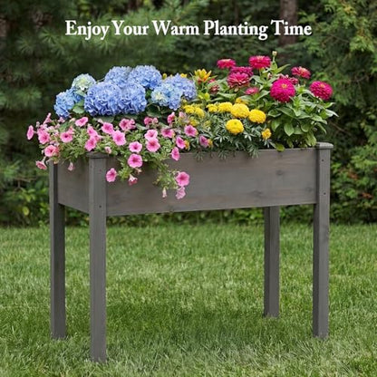 DUMOS 48x24x30 Inch Raised Garden Bed, Elevated Wood Planter Box with Legs - color: Gray, size: 48"D x 24"W x 30"H