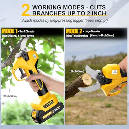 21V Brushless Cordless Electric Pruning Shears Max 2" Cutting