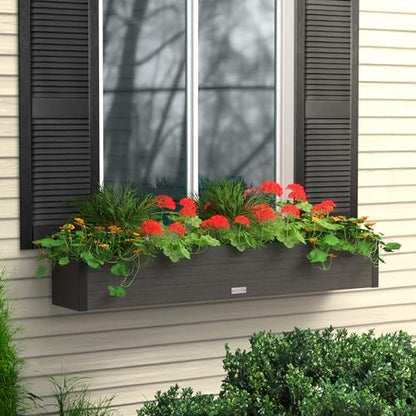 Mayne Horizon 60in Rectangular Window Box Planter, Charcoal - size: 60in