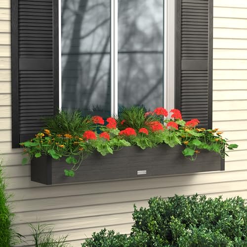 Mayne Horizon 60in Rectangular Window Box Planter, Charcoal - size: 60in