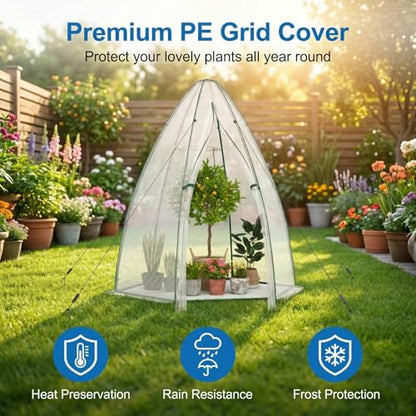 Happygrill Portable Mini Greenhouse with Windproof PE Cover & Window - color: Clear