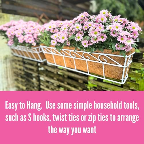 LaLaGreen Outdoor Window Box (24 in, 2 Pack) White Metal Coco Liner Trough - size: 24" (61cm) x 2 pack