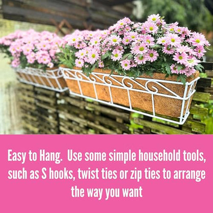 LaLaGreen Outdoor Window Box (24 in, 2 Pack) White Metal Coco Liner Trough - size: 24" (61cm) x 2 pack