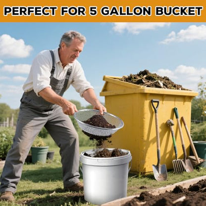 Sifter.Size 1/8" Mesh Soil Sifter Sieve - Heavy Duty Galvanized Screen for Compost, Dirt, Rocks, Gravel & Garden - Fits 5 Gallon Bucket, Rust-Resistant - Composting & Sifting Tool - style: 1/8 In