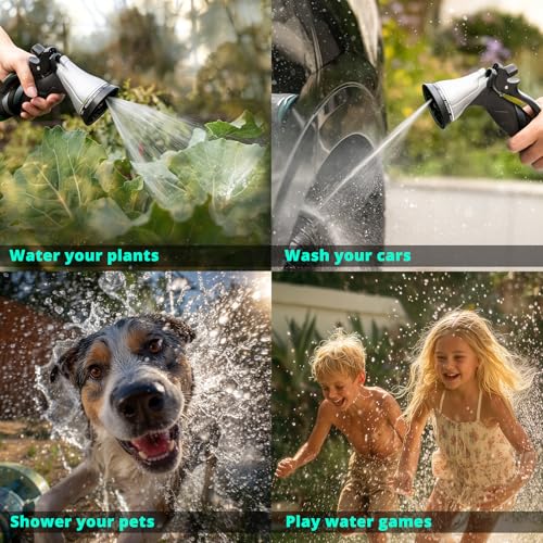 QUOBAS Metal Garden Hose Nozzle, Heavy Duty Water Hose Sprayer, Leak Proof - color: Black