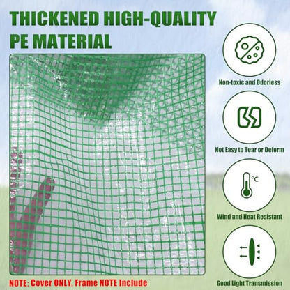 4 Tier Mini Greenhouse Replacement Cover 63×27.2×19.3in, Frame Not Included - color: Green-63" x 27.2" x 19.3"(PE)