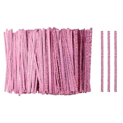 HARFINGTON 500pcs Bag Twist Ties 4" Reusable Plastic Twist Ties Wire Cable Ties for Party Bread Candy Cake, Pink - color: Pink