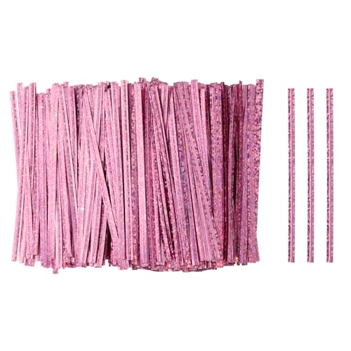 HARFINGTON 500pcs Bag Twist Ties 4" Reusable Plastic Twist Ties Wire Cable Ties for Party Bread Candy Cake, Pink - color: Pink