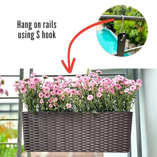 LaLaGreen Wall Planters Outdoor (20in, 4 Pack) Hanging Window Flower Boxes - color: Brown X 4