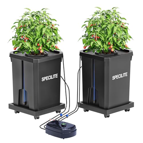 SPECILITE 7 Gallon 2 Buckets DWC Hydroponics Grow System with Wheels