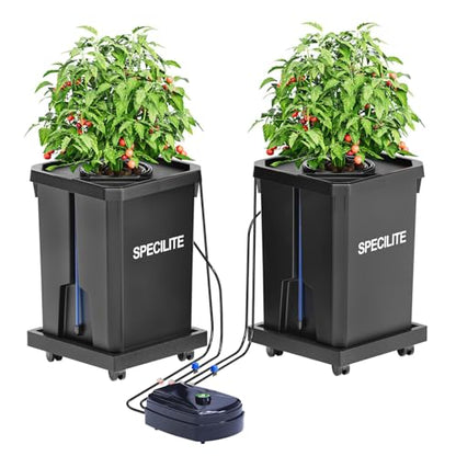 SPECILITE 7 Gallon 2 Buckets DWC Hydroponics Grow System with Wheels