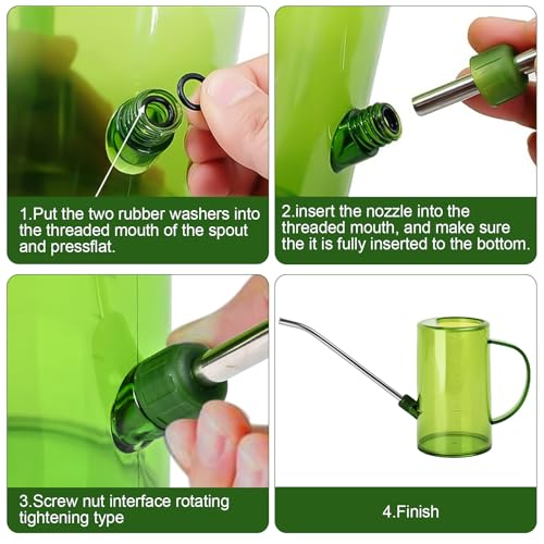 Plastic Watering Can - with Long Spout - 1/4 Gallon - 34 Oz - Green - color: Green