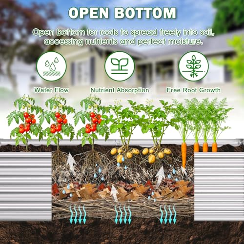 6x3x2ft Raised Garden Bed, Deep Root Planter Box, Silver,1 Pack - size: 6x3x2FT