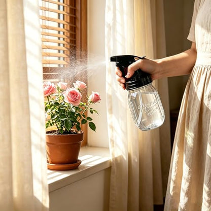 Glass Plant Mister Bottle, 16 oz Mason Jar Sprayer, Clear - color: Clear