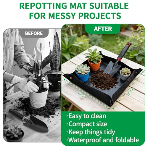 Gardening Tool Set, 10Pc Heavy Duty Garden Kit with Repotting Mat