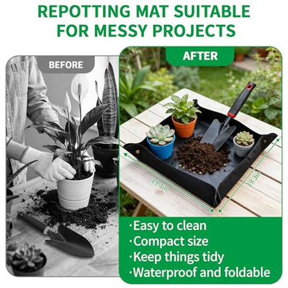 Gardening Tool Set, 10Pc Heavy Duty Garden Kit with Repotting Mat