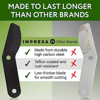 IMPRESA Lopper Replacement Blades - 2 Pack, Compatible with Fiskars PowerGear 25"/31" & PowerGear 2 27"/32" - Bypass Lopper Blades - PTFE-Coated for Gardening Tools - Ambidextrous with Storage Bag