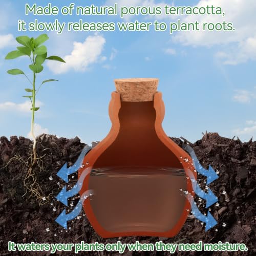 3 Pack Large Terracotta Olla Watering Pots, 520ml Plant Watering Globes - color: Style 8