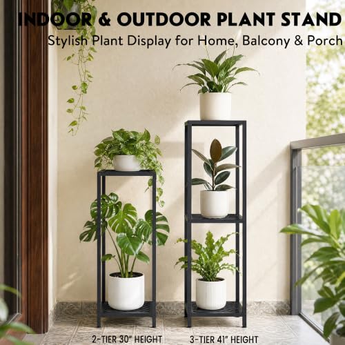 TOSKING 2-Tier Tall Plant Stand Indoor, 30-Inch Modern Metal Shelf, Black - color: Black-2-tier 30''