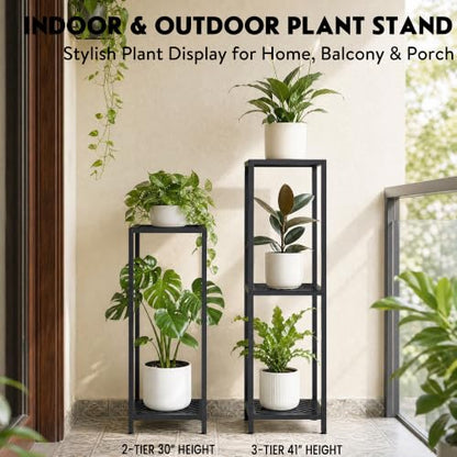 TOSKING 2-Tier Tall Plant Stand Indoor, 30-Inch Modern Metal Shelf, Black - color: Black-2-tier 30''