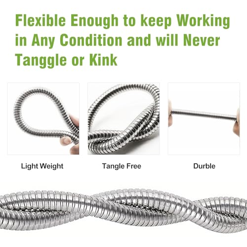 Beitopamz Metal Garden Hose 50 ft with Nozzle, Stainless Steel - size: 50 ft