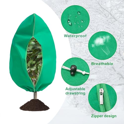 8 Pack Plant Covers Freeze Protection, 31.5"x47.2" with Zipper Drawstring - color: Green