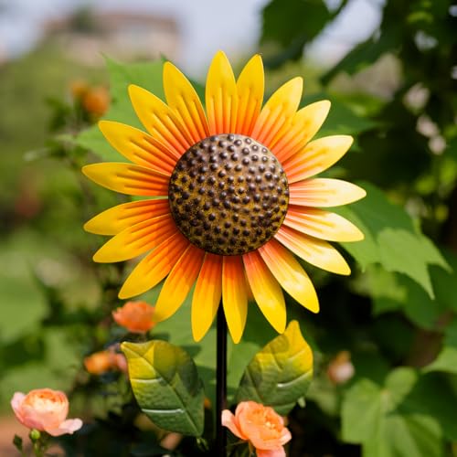 Viveta 2Pack Metal Sunflower Wind Spinner Outdoor,Pinwheels - color: A-sunflower-2 Pack