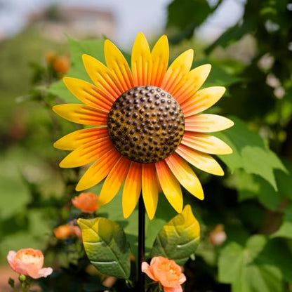 Viveta 2Pack Metal Sunflower Wind Spinner Outdoor,Pinwheels - color: A-sunflower-2 Pack