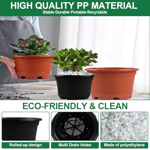 KPUVX 5 Pack 10.5 inch Plant Pots, Plastic Flower Pot - color: Red, size: 10.5 inch
