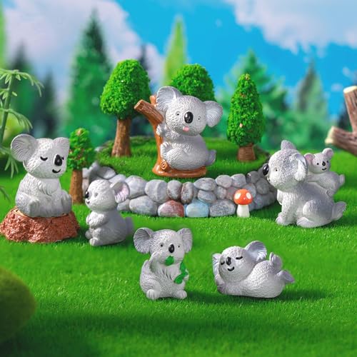 Koala Fairy Garden Accessories Set, 6Pcs Mini Koala Figurines