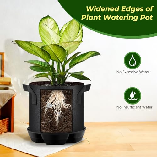 MultiOutools 4 Pack Self Watering Pot Base with 5 Gallon Fabric Grow Bag