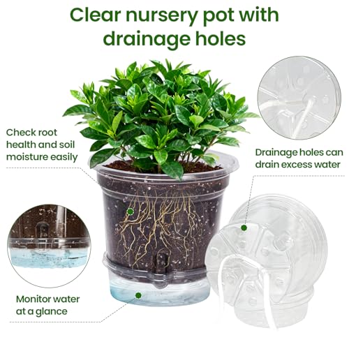 MIXC 18 Pack 6.5/5/4 Inch Self Watering Pots for Indoor Plants-Clear - size: 6.5/5/4 Inch (18 Pack)