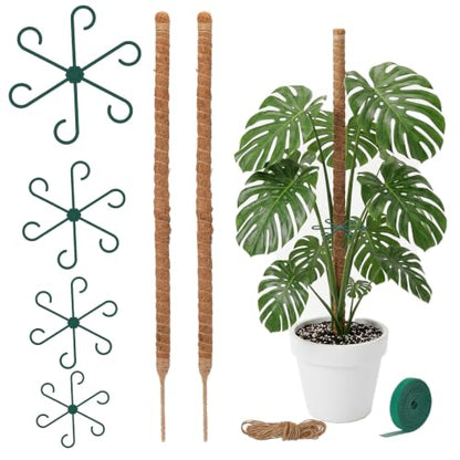 2 Pcs 28" Moss Poles for Climbing Plants, Monstera Support Stakes