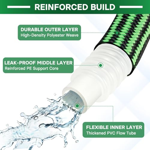 Garden Hose 50 ft Flexible Non-Expandable Water Hose Kink-Free Ultra Lightweight Leak-Proof Durable Portable Wear-Resistant Hoses Pipe with 3/4" Brass Fittings for Outdoor Yard Lawn Car Wash - size: 50FT