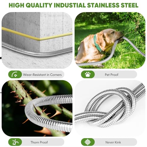 Unywarse Garden Hose 100FT Metal Water Hose with 10 Function Nozzle No-Kink - size: 100ft